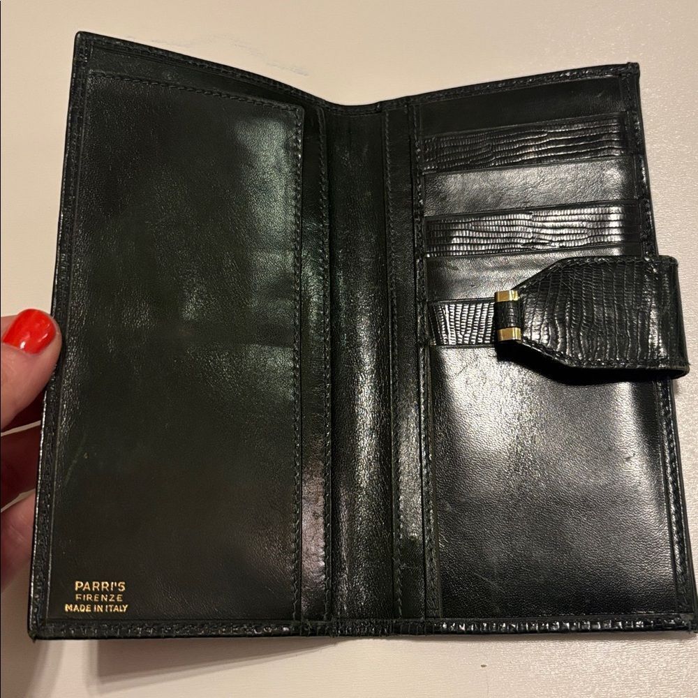 🎀Vintage🎀 Parri’s Firenze Leather Dark Green Wallet Made in Italy